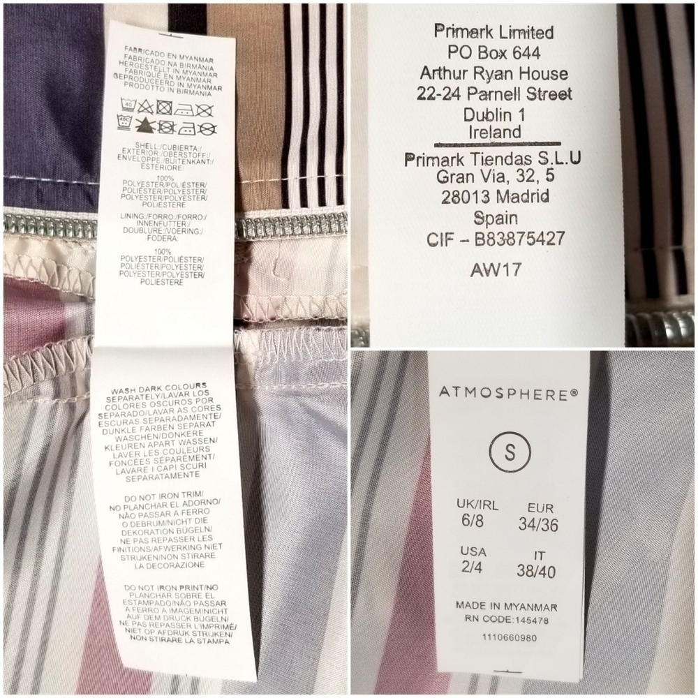 Atmosphere Women's White Tan Purple Stripes Roll-up Sleeve Hooded Windbreaker, S - Picture 5 of 11